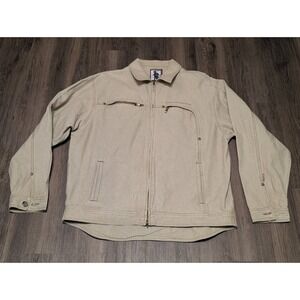 Damani Dada Jacket Mens 2XL‎ Sand Beige Full Zip Denim Style Hip Hop Streetwear